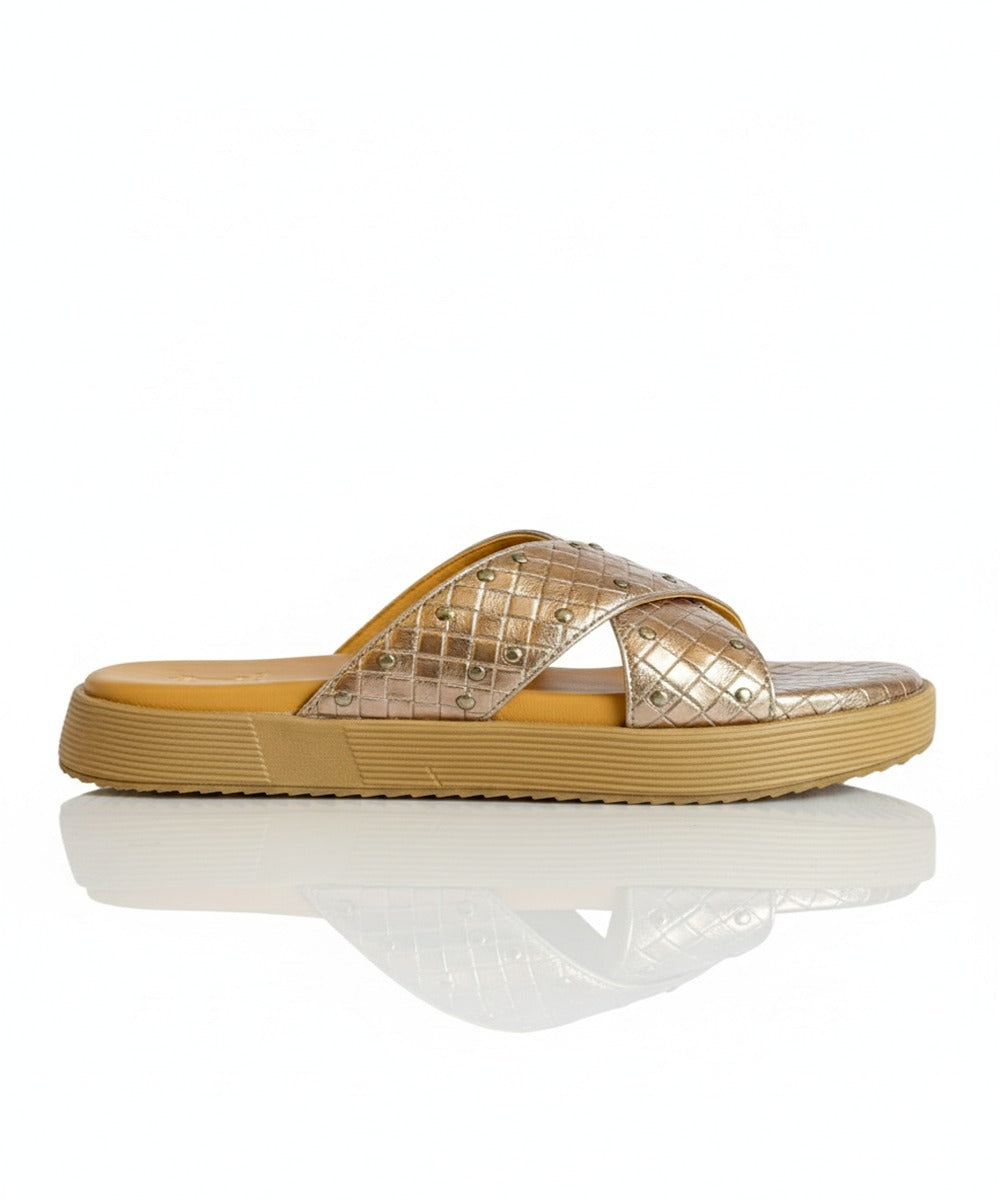 RIVA METALLIC COMFY SLIDES