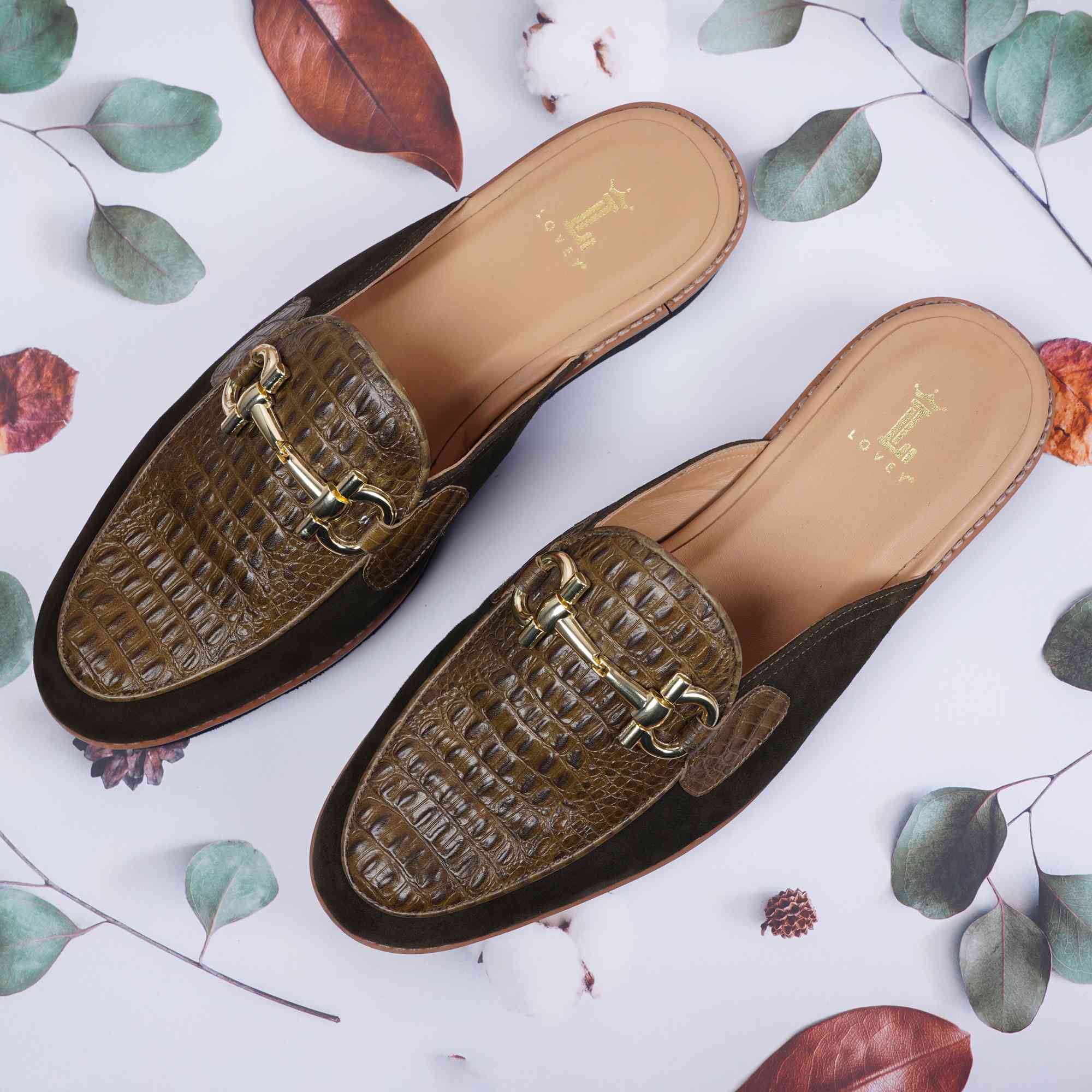 DANIEL | OLIVE SUEDE CROCO