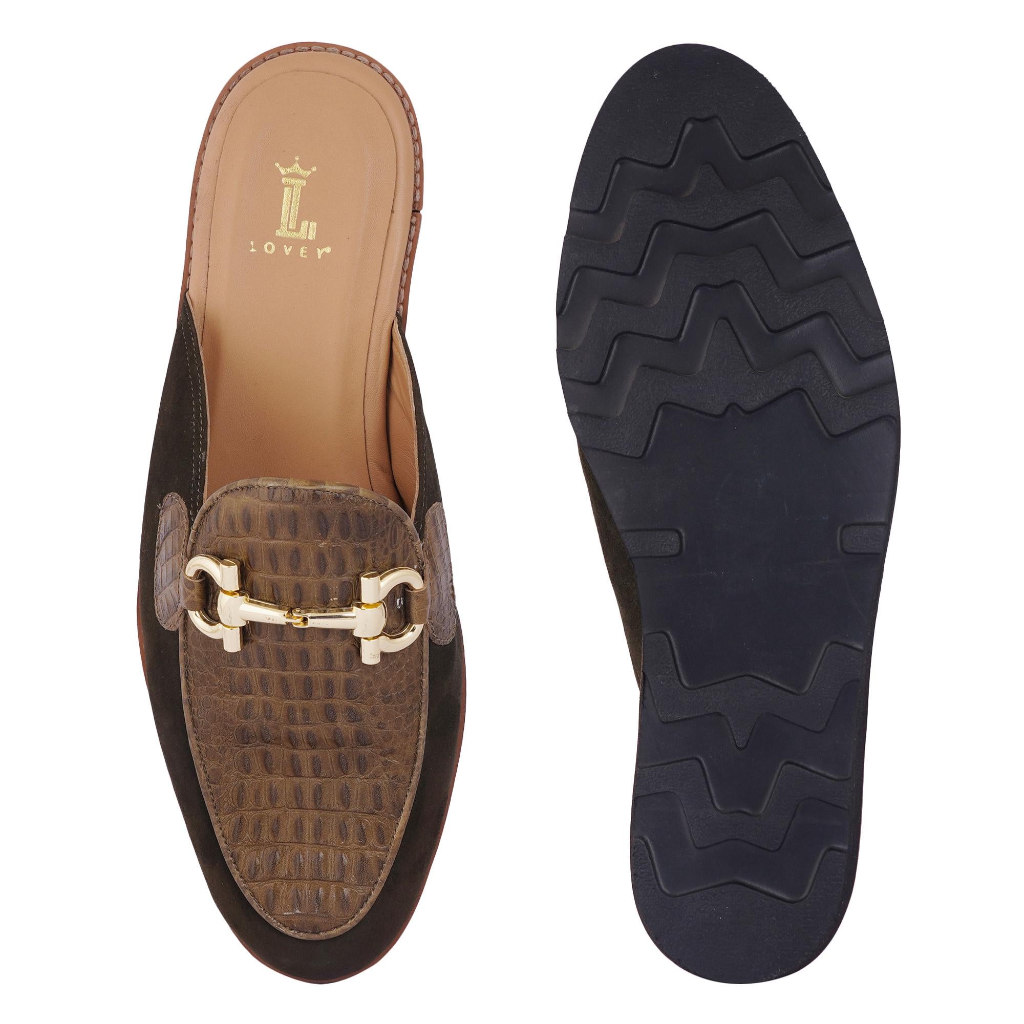 DANIEL | OLIVE SUEDE CROCO