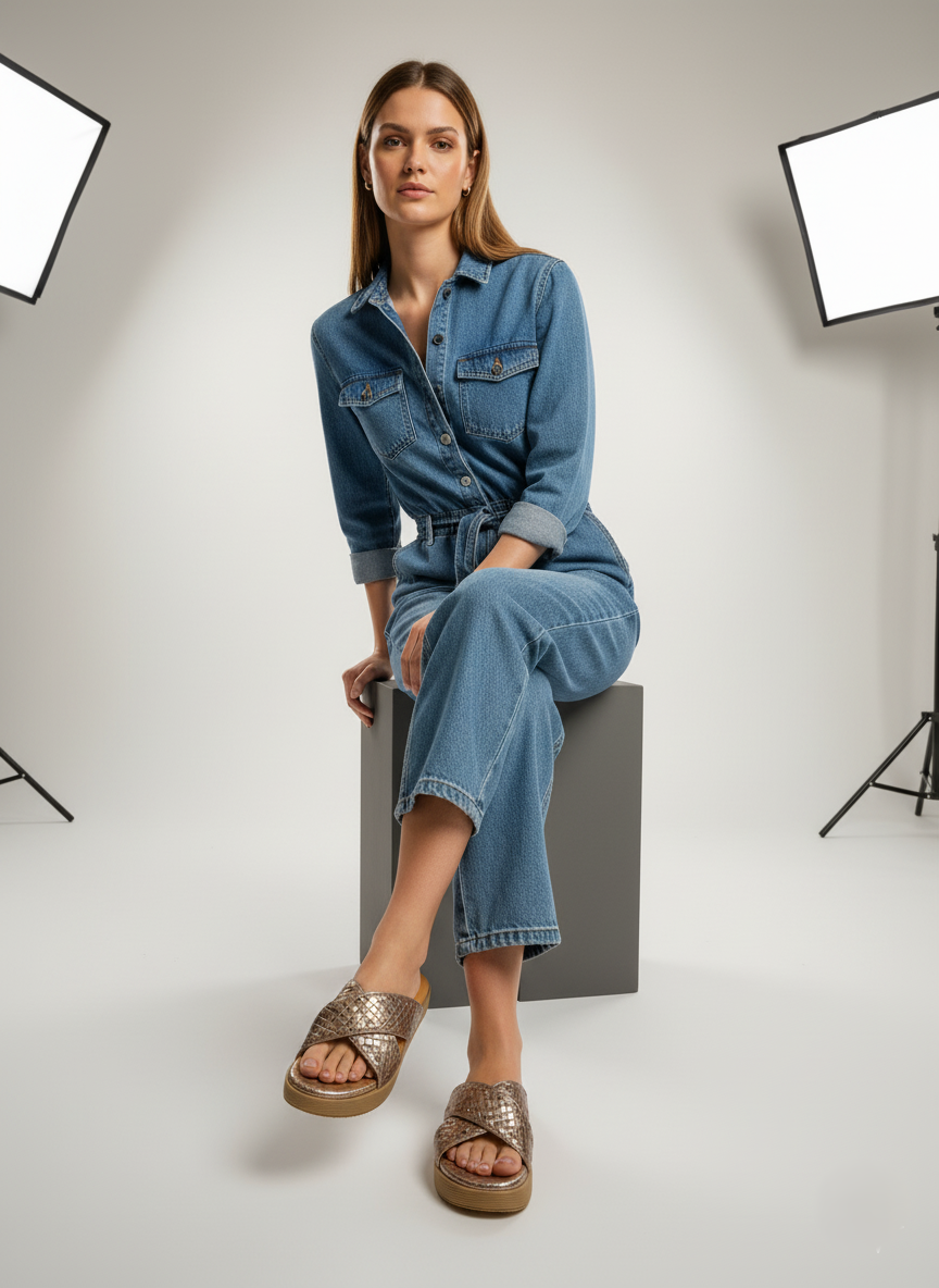 RIVA METALLIC COMFY SLIDES