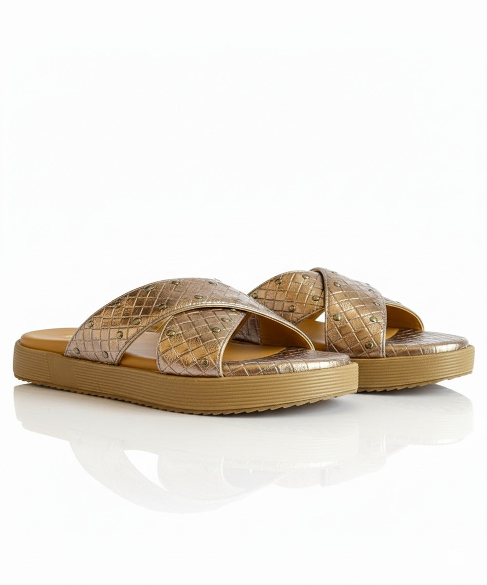 RIVA METALLIC COMFY SLIDES
