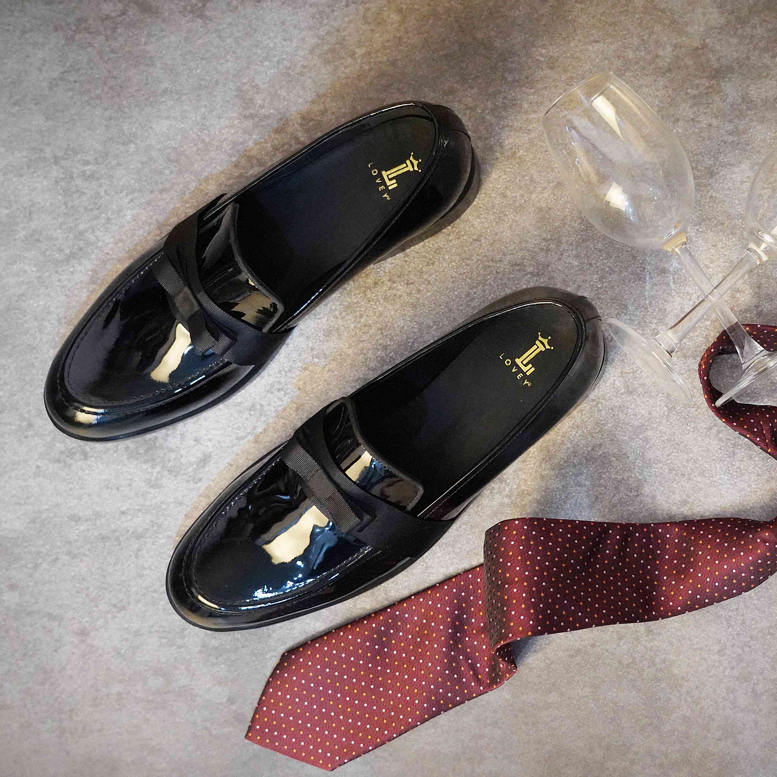 HARRY PATENT BLACK RIBBON