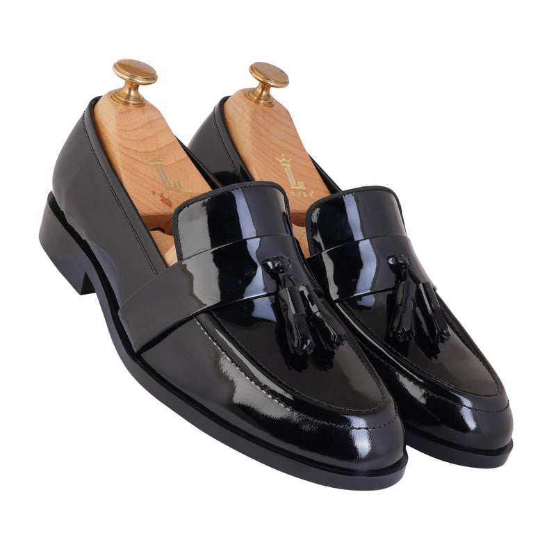 HARRY PATENT BLACK TASSEL